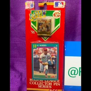91 MLB MVP ACE HAL MORRIS PIN AND CARD COLLECTOR SERIES